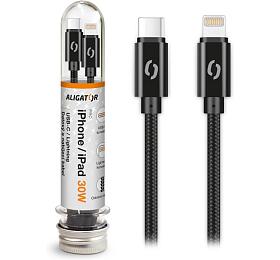 Datový kabel ALIGATOR TUBA 30W, USB-C/Lightning černý