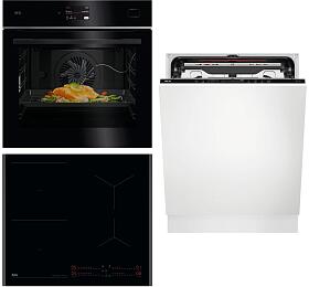SET Trouba AEG 8000 MealAssist SteamPro TB8SB73ZAB + Indukční deska AEG TI64IB30FB série 8000 SenseBoil & Fry Hob2Hood® + Myčka AEG FSK75778P série 7000 GlassCare