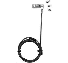 DICOTA Universal Security Cable Lock,3 Exchangeable heads fits all slots, combination (D32128)