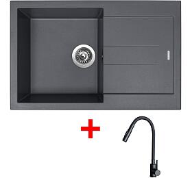 Sinks AMANDA 780 Titanium + ELASTA S černá matná
