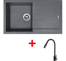 Sinks AMANDA 860 Titanium + ELASTA S černá matná