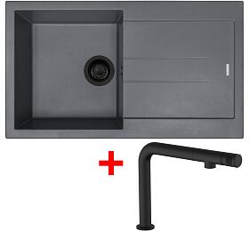 Sinks AMANDA 860 BL Nanogrey + COMFORTA Nanoblack