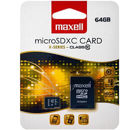 MicroSDXC pamov karta s adaptrem Maxell MicroSDXC 64GB CL10 + adpt 854731