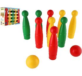 Kuželky plast 24cm 9ks+2 míčky v krabici Wader
