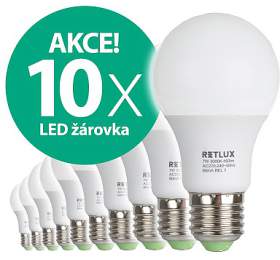 SET 10x LED žárovka Retlux REL 7 - A60 7W E27
