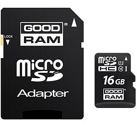 Pamov karta GOODRAM MicroSDHC 16GB CL10 UHS1 + ada