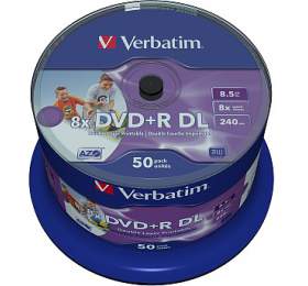 VERBATIM DVD+R, DoubleLayer / 8x / 8,5GB / 50pack / Print (43703)