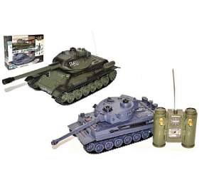Teddies Tank RC 2ks 36cm+dobíjecí pack tanková bitva 27MHZ a 40MHz se zvukem se světlem v krabici