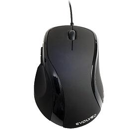 EVOLVEO ML-507B/Ergonomická/Laserová/Pro praváky/1 600 DPI/Drátová USB/Černá