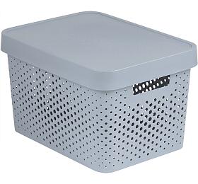 Box Curver Infinity Dots 17L s víkem světle šedý