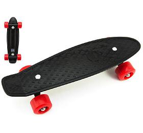 Skateboard Teddies - pennyboard 43cm, nosnost 60kg plastov osy, ern, erven kola