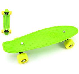 Teddies Skateboard - pennyboard 43cm, nosnost 60kg kovov osy, zelen, lut kola