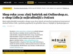 Shop roku 2019: zlatý hattrick má Onlineshop.cz, e-shop Lidlu je nejkvalitnější z řetězců