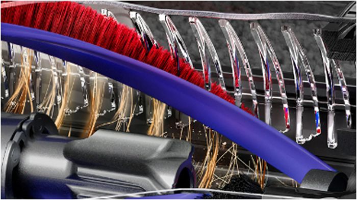 Polykarbonátové lamely zvedají vlasy z rotačního kartáče hubice